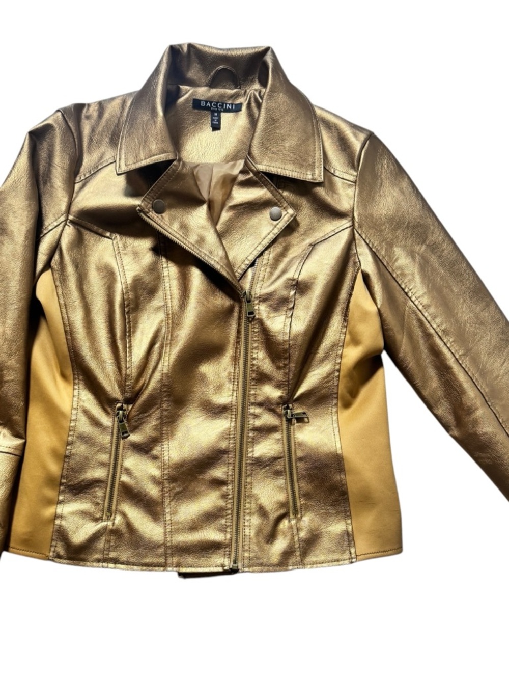 Baccini Metallic Bronze/Gold Faux Leather Moto Jacket - Picture 4 of 6